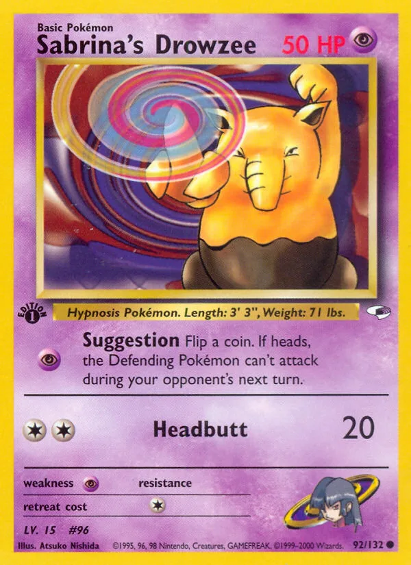 Sabrina's Drowzee #92 Gym Heroes Pokemon card