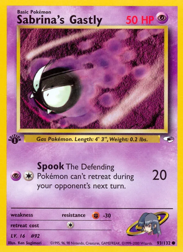 Sabrina's Gastly #93 Gym Heroes Pokemon card