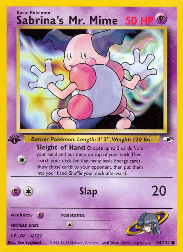 Sabrina's Mr. Mime #94 Gym Heroes Pokemon card
