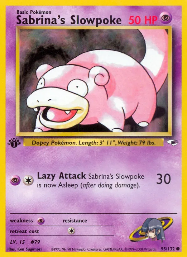Sabrina's Slowpoke #95 Gym Heroes Pokemon card