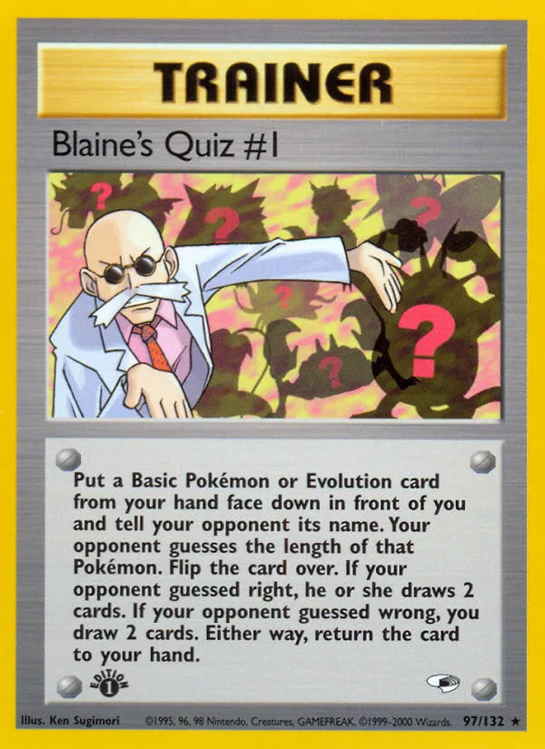 Blaine's Quiz #1 #97 Gym Heroes Pokemon card