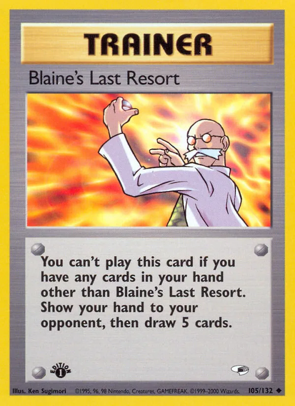Blaine's Last Resort #105 Gym Heroes Pokemon card