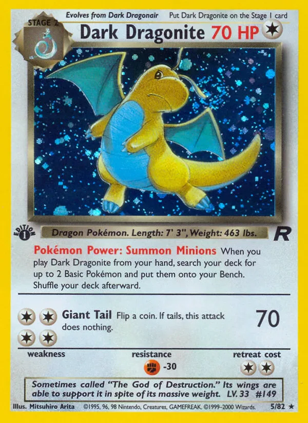 Dark Dragonite #5 Team Rocket Pokemon card