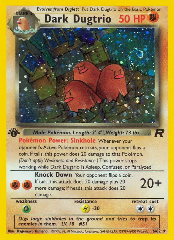 Dark Dugtrio #6 Team Rocket Pokemon card