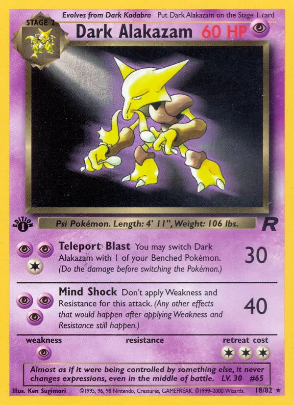 Dark Alakazam #18 Team Rocket Pokemon card