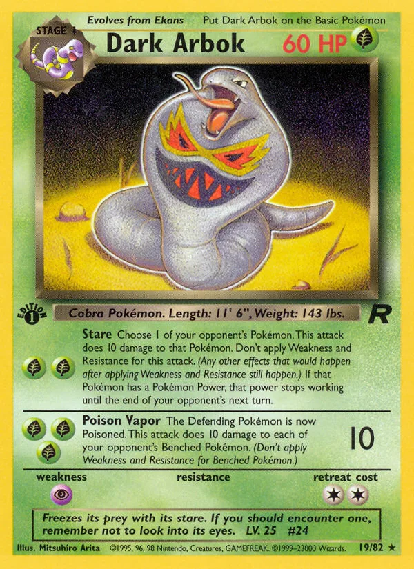 Dark Arbok #19 Team Rocket Pokemon card