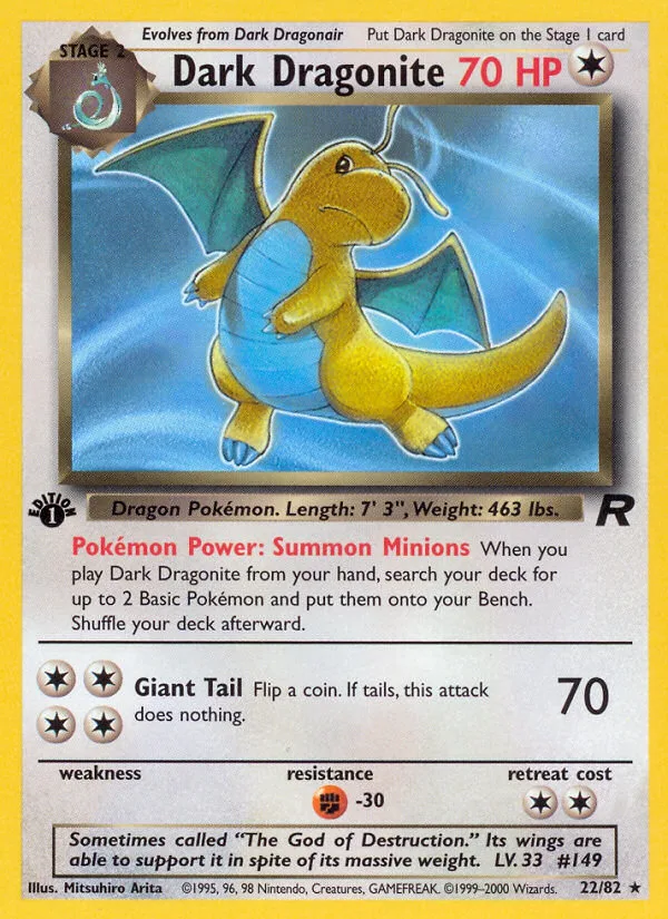 Dark Dragonite #22 Team Rocket Pokemon card