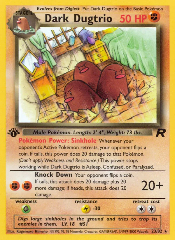 Dark Dugtrio #23 Team Rocket Pokemon card