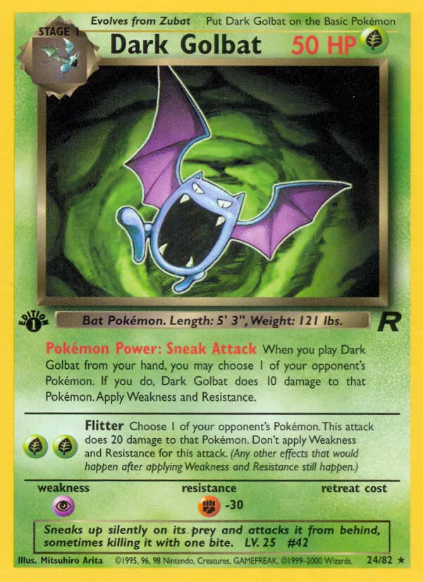 Dark Golbat #24 Team Rocket Pokemon card