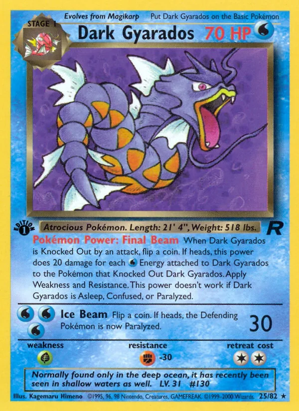 Dark Gyarados #25 Team Rocket Pokemon card