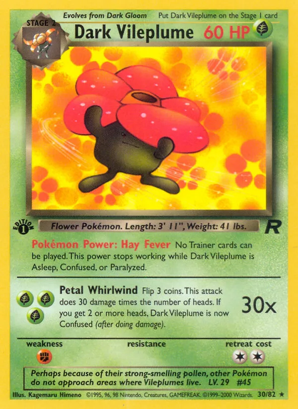 Dark Vileplume #30 Team Rocket Pokemon card
