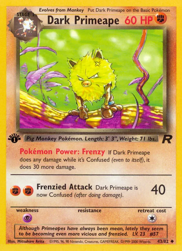 Dark Primeape #43 Team Rocket Pokemon card