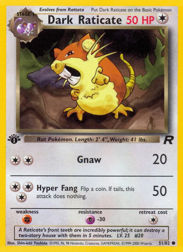 Dark Raticate #51 Team Rocket Pokemon card