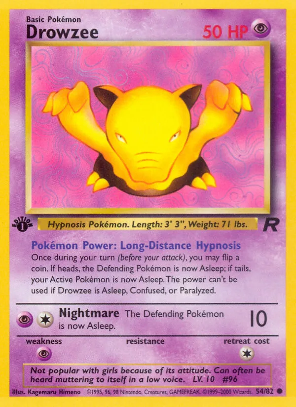 Drowzee #54 Team Rocket Pokemon card