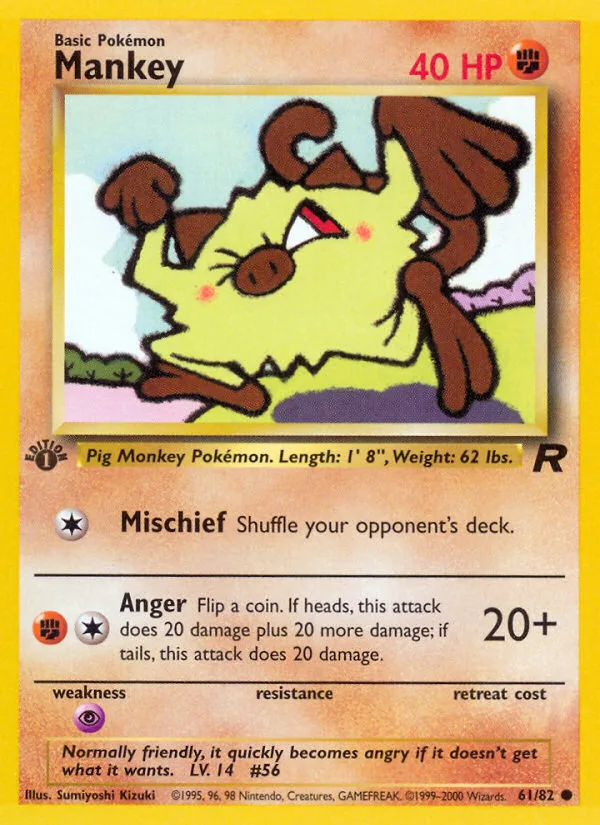 Mankey #61 Team Rocket Pokemon card