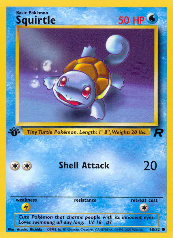Squirtle #68 Team Rocket Pokemon card