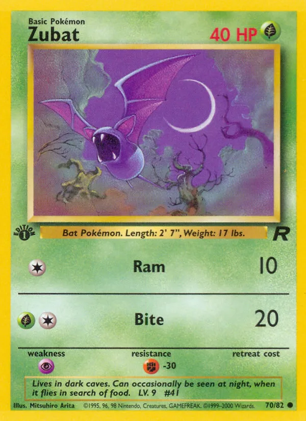 Zubat #70 Team Rocket Pokemon card