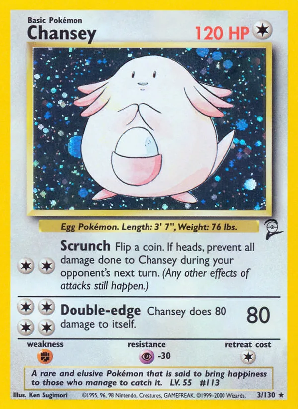 Chansey #3 Base Set 2 Pokemon card