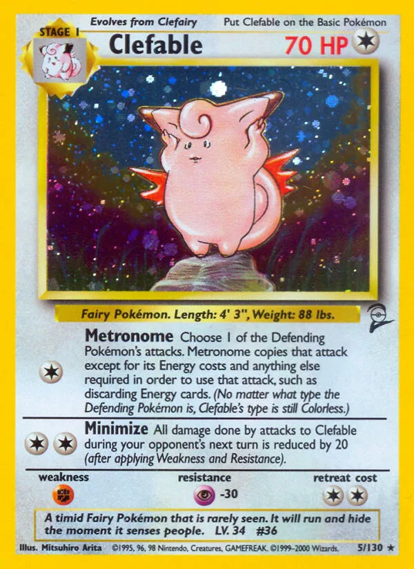 Clefable #5 Base Set 2 Pokemon card