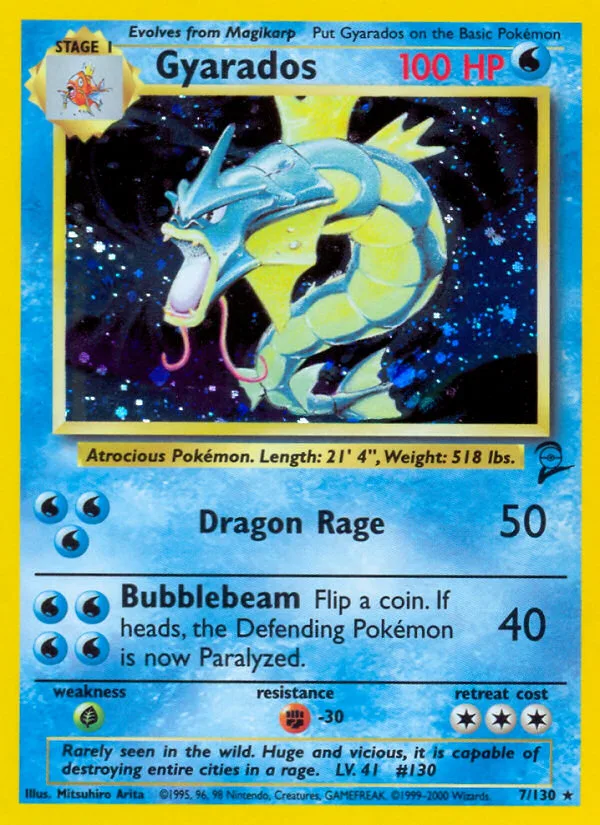 Gyarados #7 Base Set 2 Pokemon card