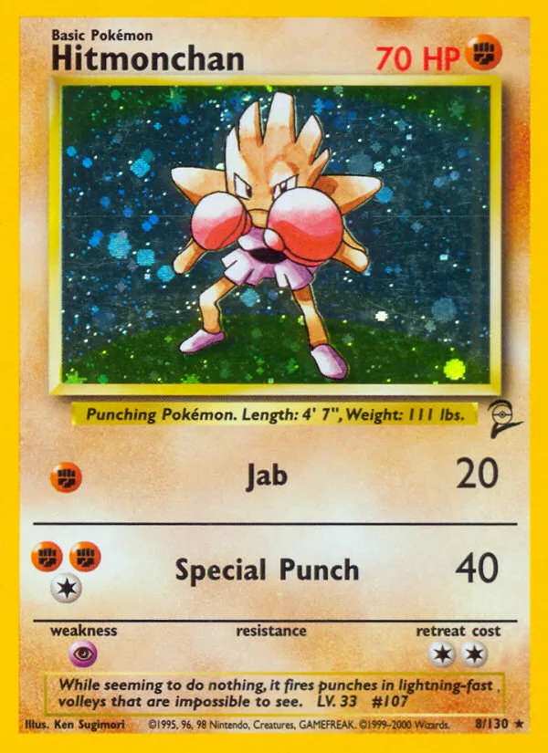 Hitmonchan #8 Base Set 2 Pokemon card