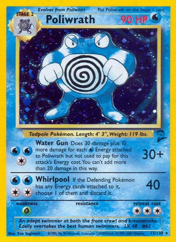 Poliwrath #15 Base Set 2 Pokemon card