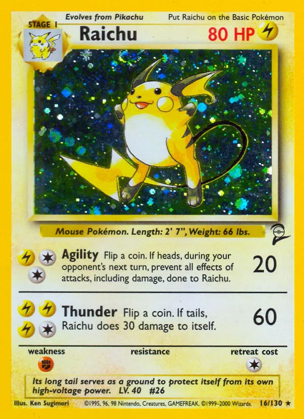 Raichu #16 Base Set 2 Pokemon card