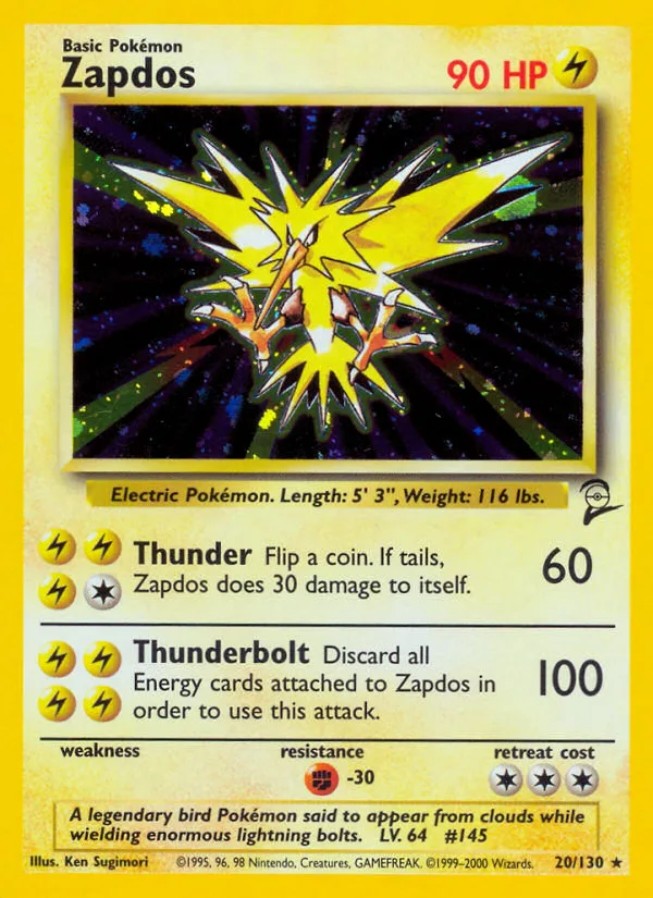 Zapdos #20 Base Set 2 Pokemon card