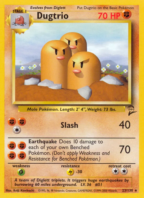 Dugtrio #23 Base Set 2 Pokemon card