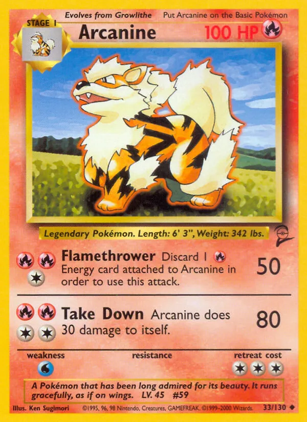 Arcanine #33 Base Set 2 Pokemon card