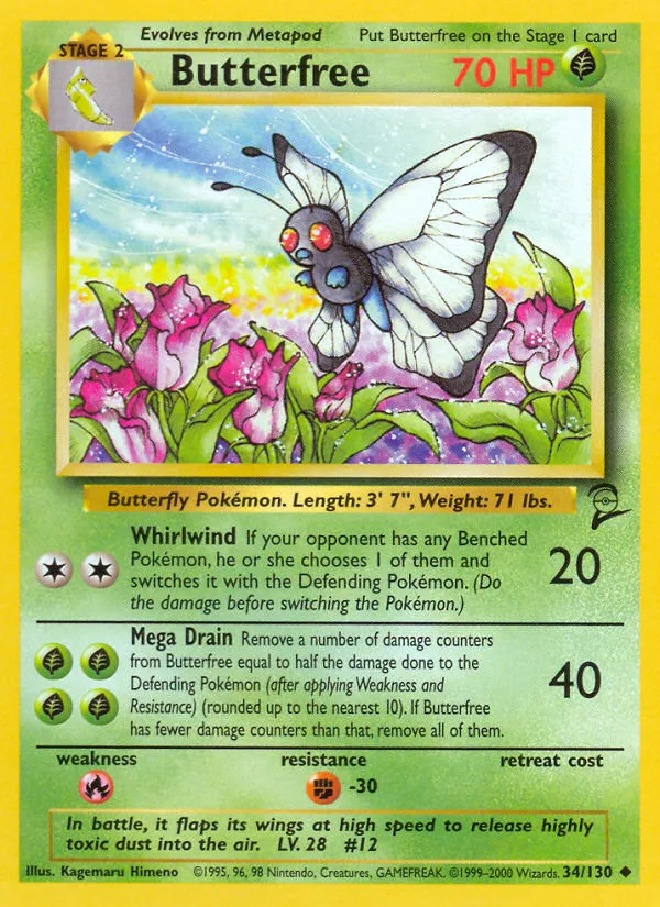 Butterfree #34 Base Set 2 Pokemon card