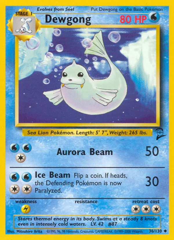 Dewgong #36 Base Set 2 Pokemon card