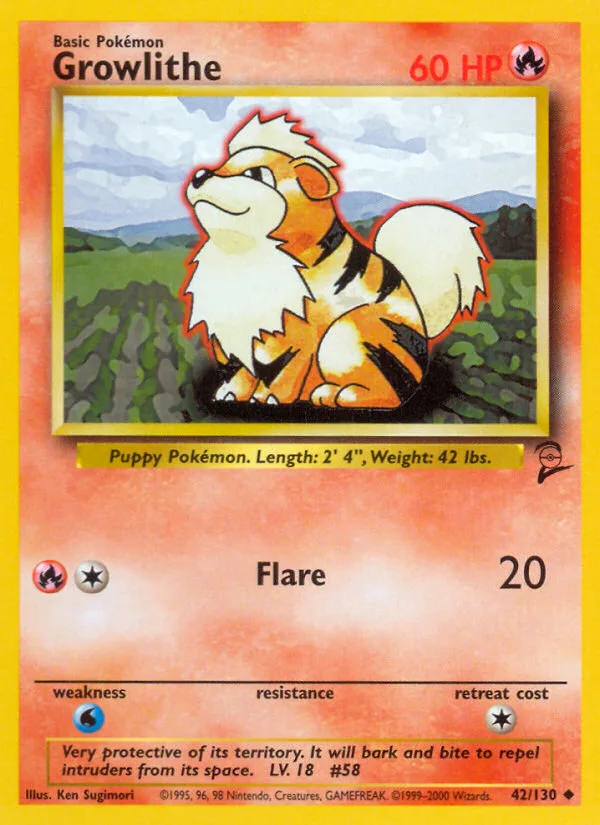Growlithe #42 Base Set 2 Pokemon card