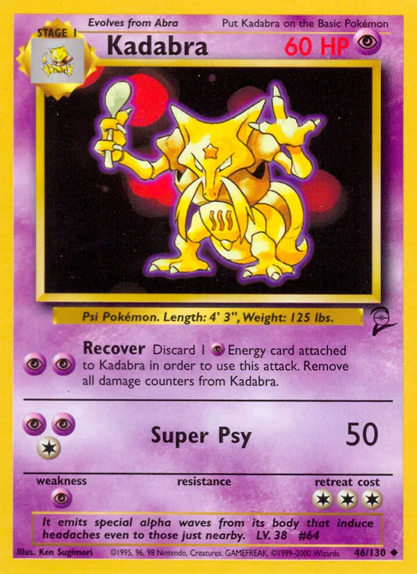 Kadabra #46 Base Set 2 Pokemon card