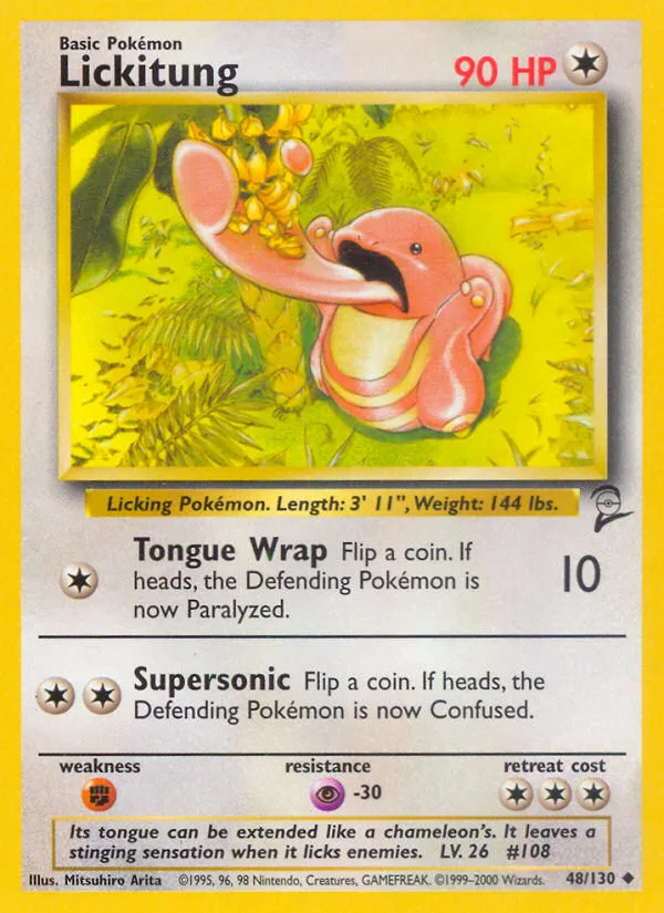 Lickitung #48 Base Set 2 Pokemon card
