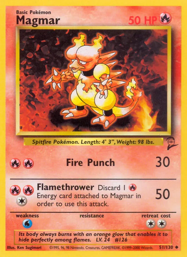 Magmar #51 Base Set 2 Pokemon card