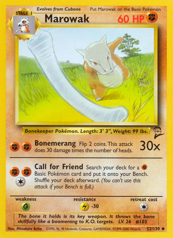Marowak #52 Base Set 2 Pokemon card