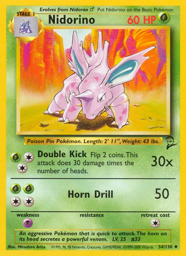 Nidorino #54 Base Set 2 Pokemon card