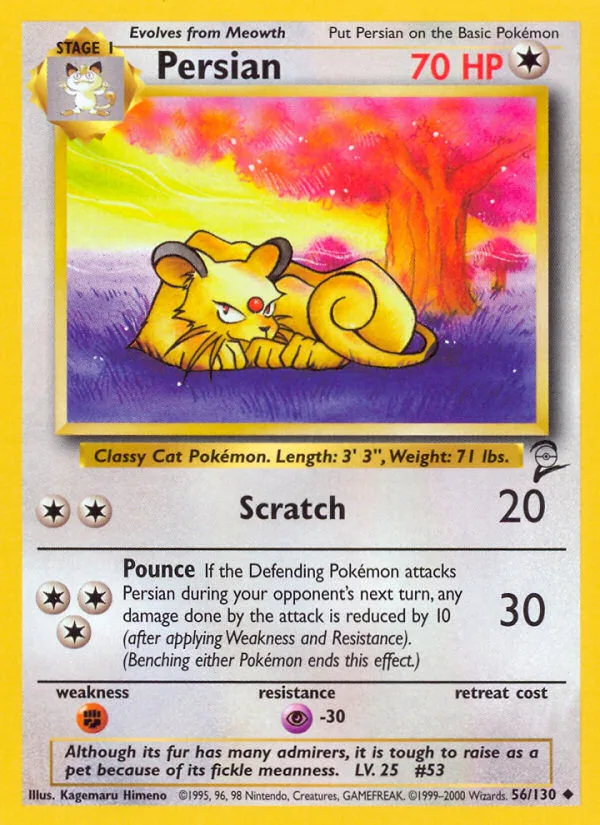 Persian #56 Base Set 2 Pokemon card