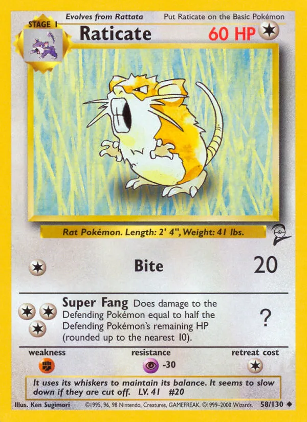 Raticate Base Set 2 card
