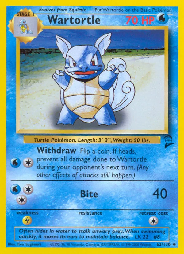 Wartortle #63 Base Set 2 Pokemon card