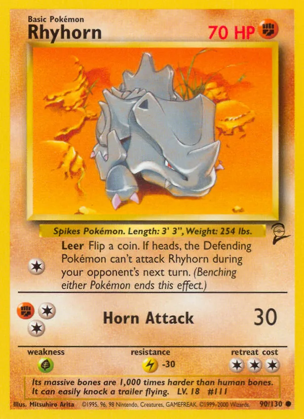 Rhyhorn #90 Base Set 2 Pokemon card