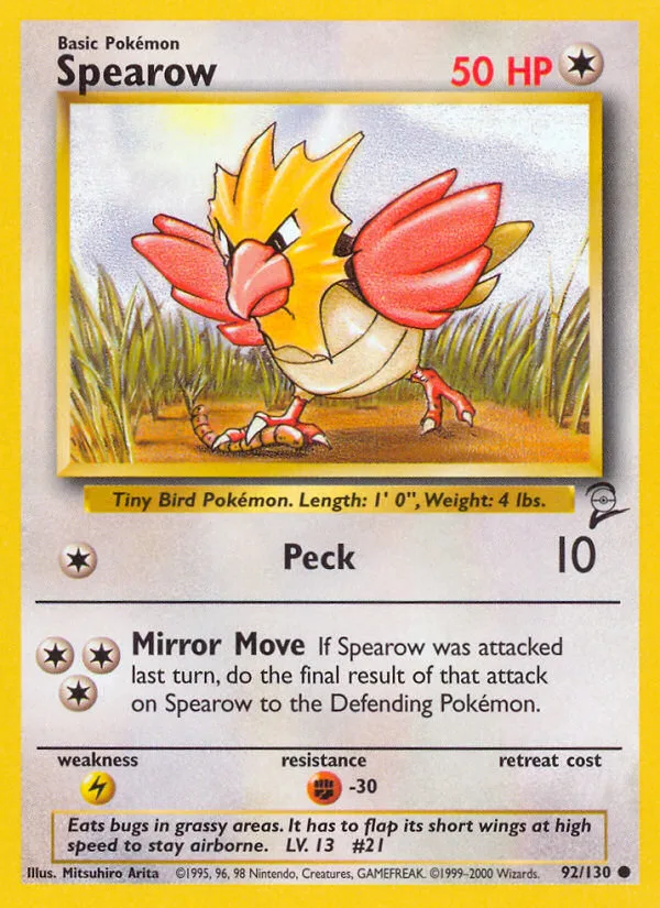 Spearow #92 Base Set 2 Pokemon card