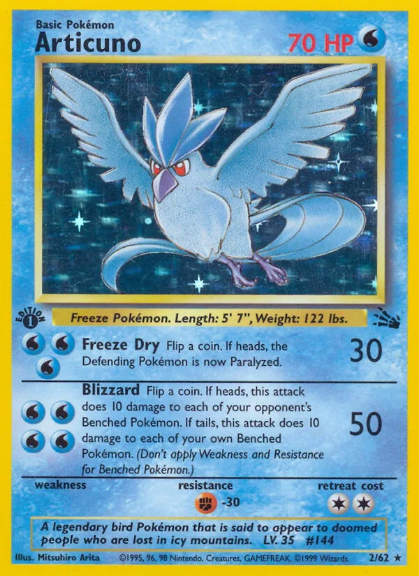 Articuno #2 Fossil Pokemon card