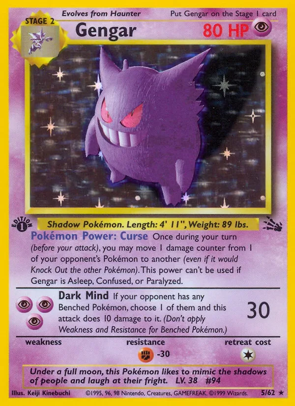 Gengar #5 Fossil Pokemon card