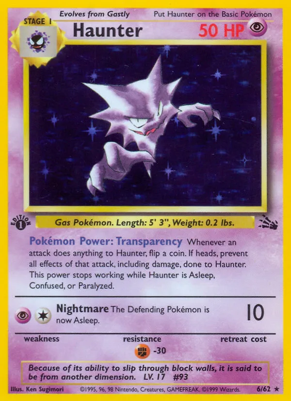 Haunter #6 Fossil Pokemon card