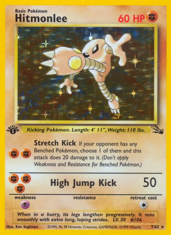 Hitmonlee #7 Fossil Pokemon card