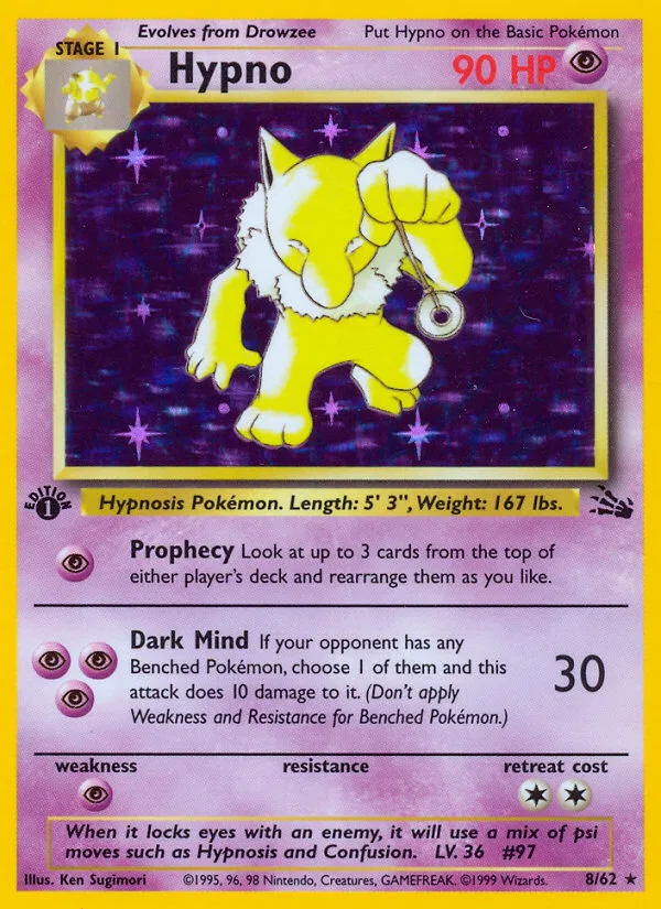 Hypno #8 Fossil Pokemon card