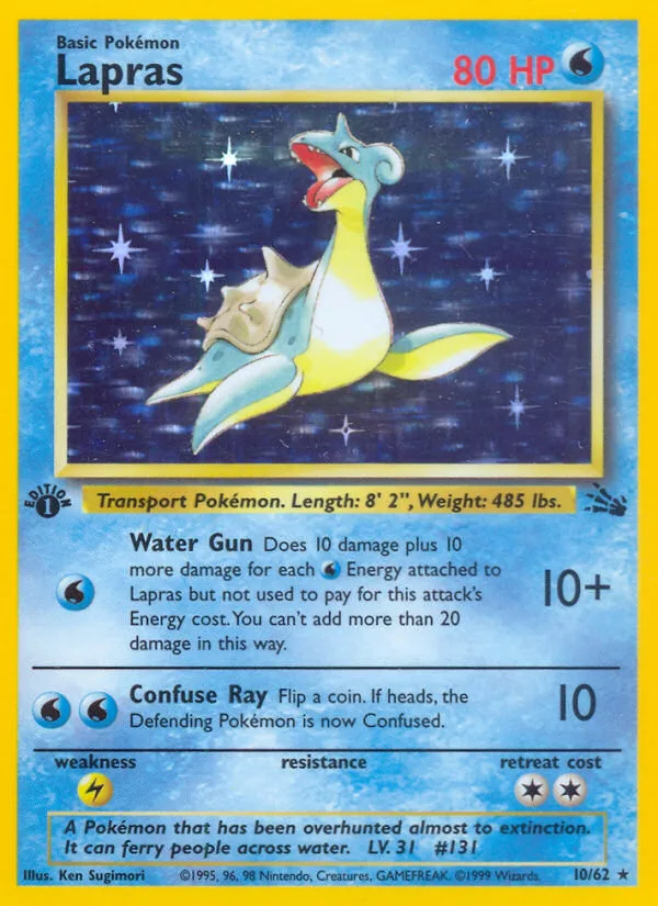 Lapras #10 Fossil Pokemon card