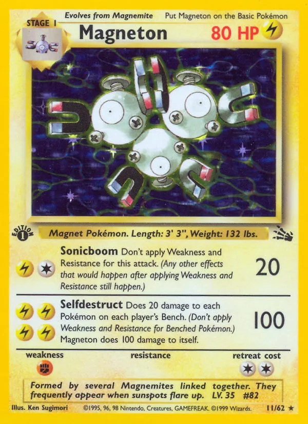 Magneton #11 Fossil Pokemon card